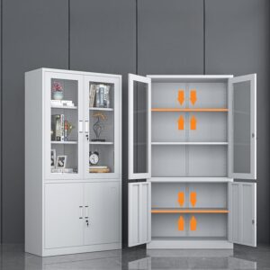 4-Door Half-glass Metallic Cabinet